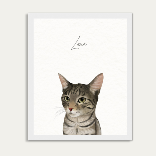 Custom Watercolor One Pet Half Body Portrait
